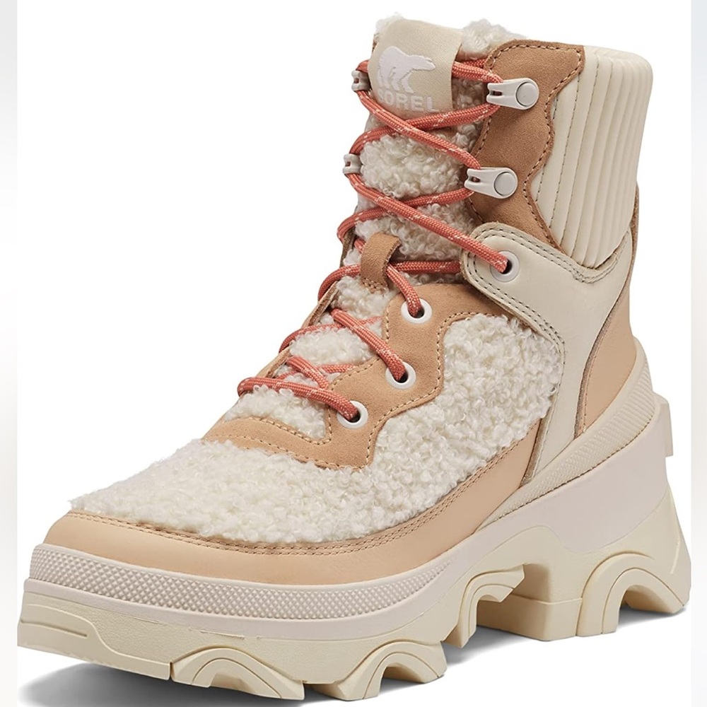 🆕 Sorel Brex Faux Shearling Waterproof Boot Nova Sand Sz 10 - Picture 2 of 7